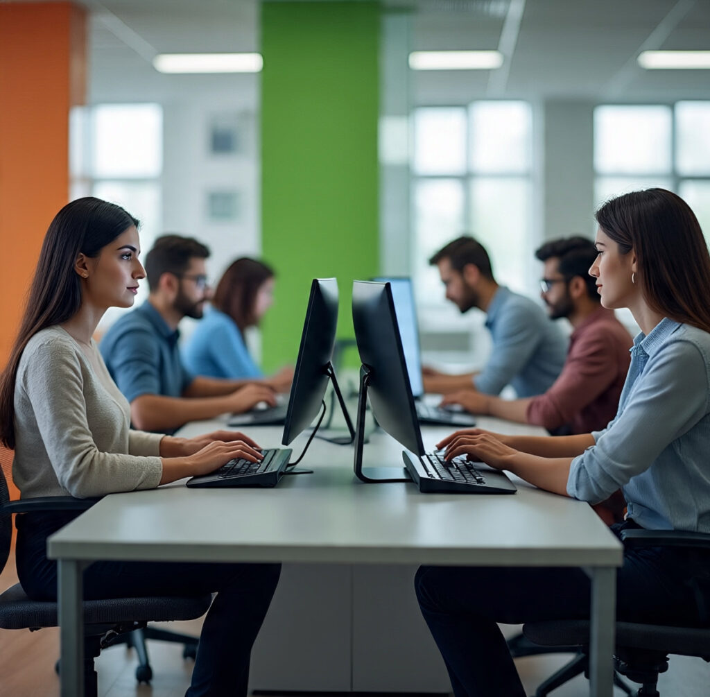 a small indian it office with young