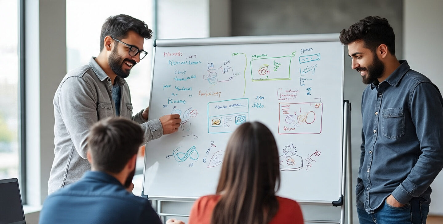 young indian software team in a creative